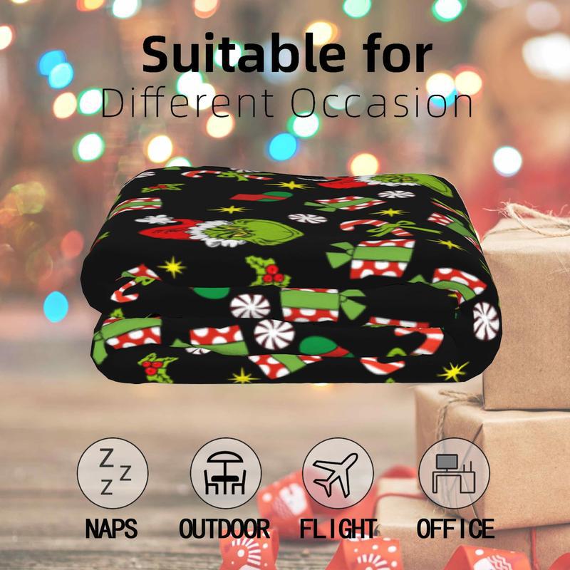 Christmas Cartoon Green Devil Blanket Flannel Blanket Digital Printing Blanket Christmas Atmosphere Holiday Gift