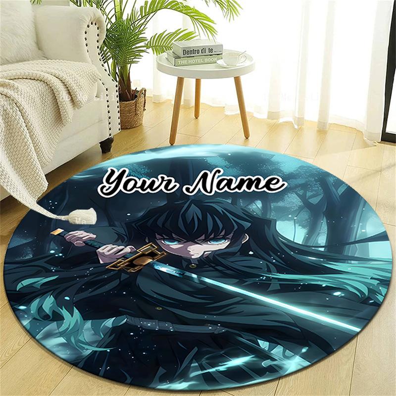 Personalized Demon Slayer Round Chair Office Rug - Perfect for Mat, Office Chair & More - Ideal Gift for Birthdays and Holidays