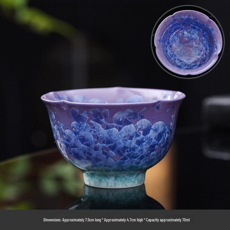 Exquisite Crystalline Glaze Ceramic Tea Cup Set - Gongfu Style for Elegant Tea Tasting