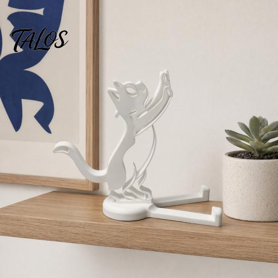 Zakřivený stojánek na telefon pro zvedání 3D tištěný držák na mobil, Jednodílný tvarovaný stojan, Stabilní podpora Tvar lezoucí kočky pro sledování videí Stojan pro