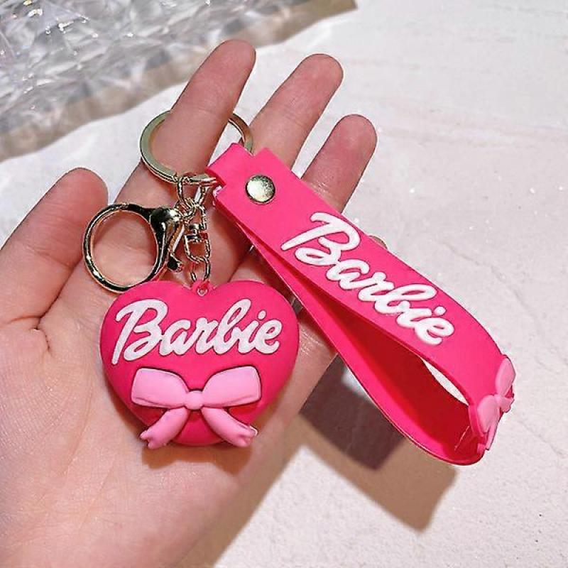 Barbie Pink Keychain Character Barbie Doll Girl Bag Pendant C, fashion accessory, toy.
