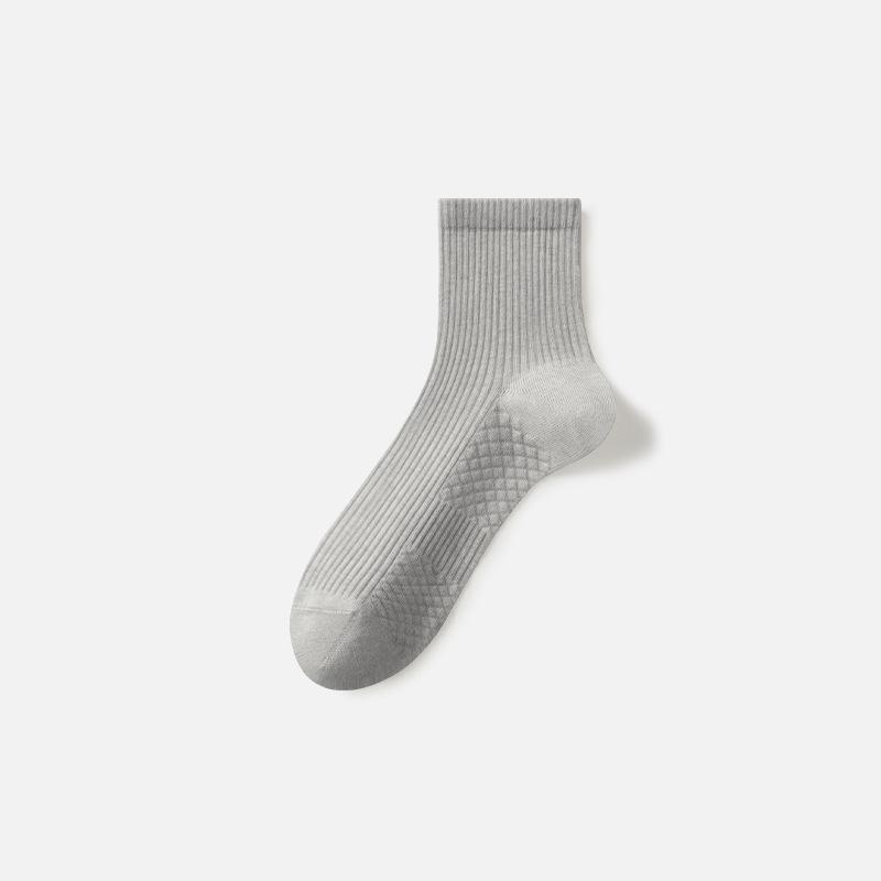 Men's New Autumn Product 7A Antibacterial Sweat Absorbing Solid Color Tube Cotton Socks
