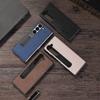 For Samsung Galaxy Z Fold 6 Case Luxury PU Leather + TPU Cross Line Kickstand Back Folding Cover for Z Fold 6