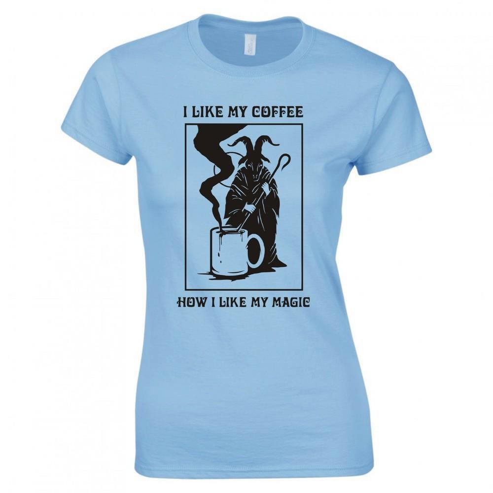 Funny Goth Witch I Like My Coffee How I Like My Magic Skinny Fit TShirt S