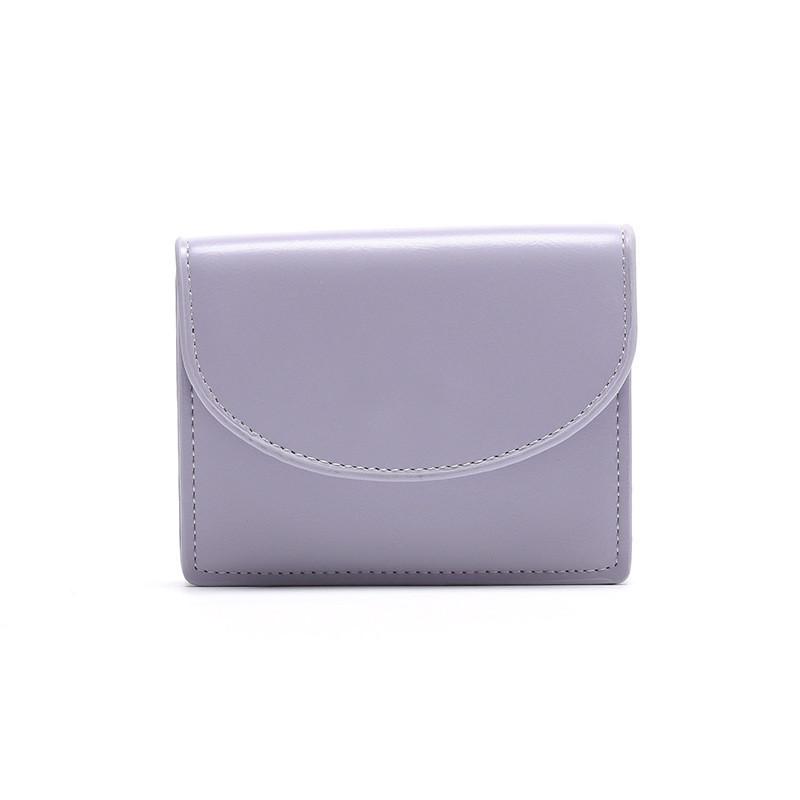 

Cute Women s Mini Wallet Korean Style Short Wallet Foldable Thin Solid Color Simple Fashion Coin Purse Wholesale фіолетовий