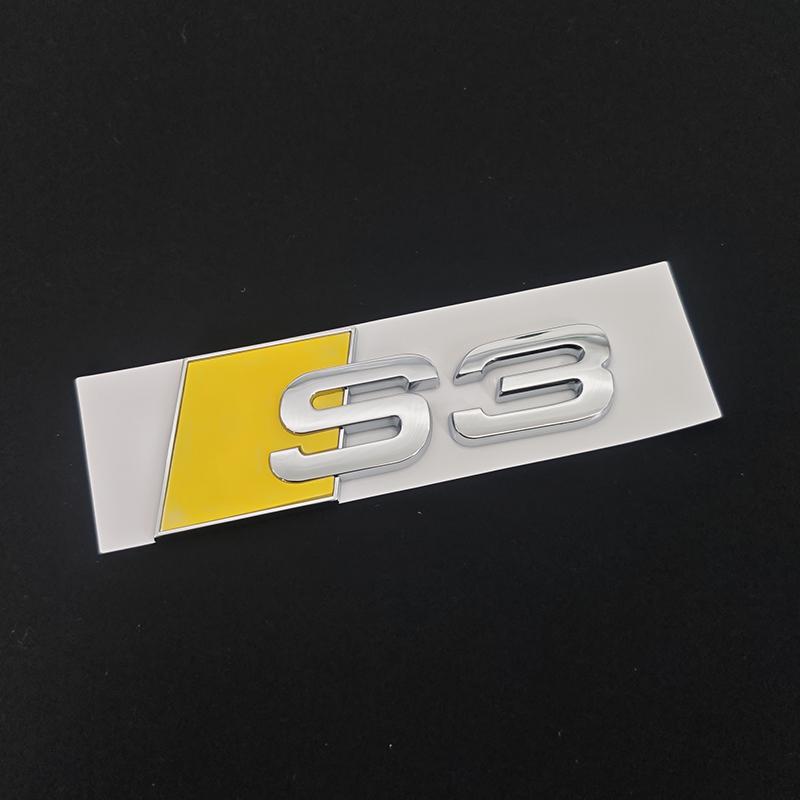 3D ABS Blue Yellow Chrome Car Rear Trunk Emblem Badge Decal For qwe1 S3 8V 8Y 8P S4 B5 B8 B9 S5 Logo Sticker Accrssories
