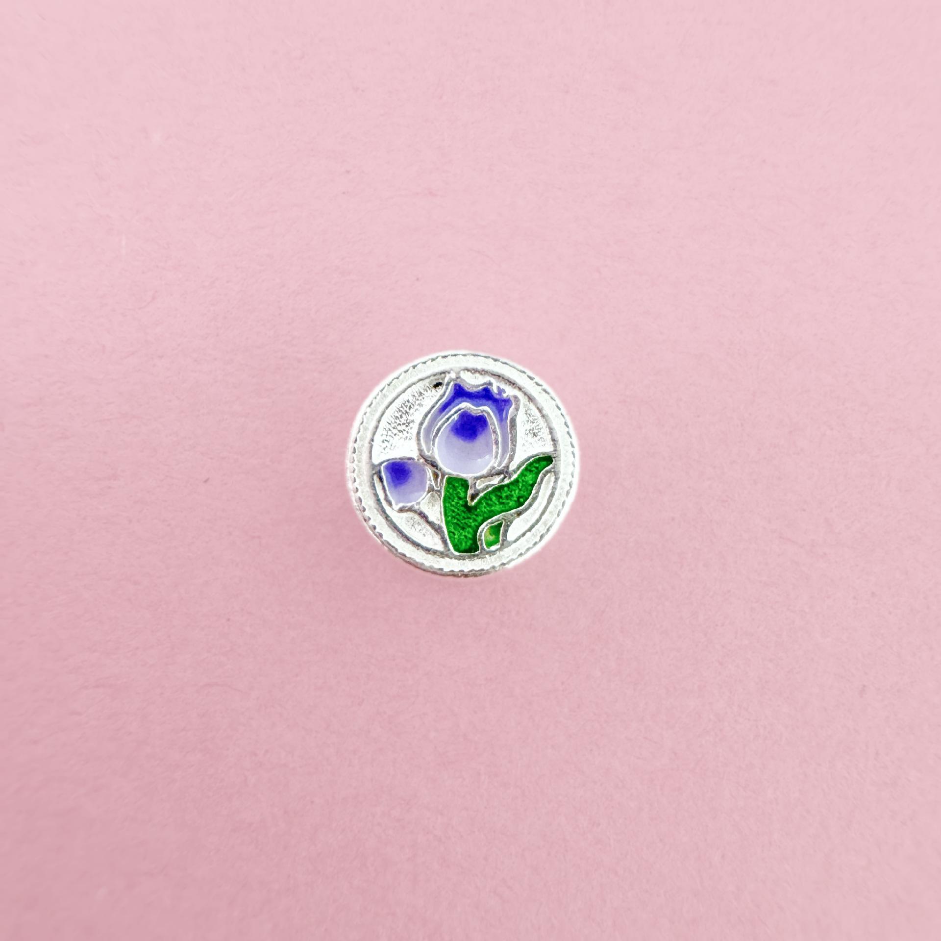 S925 Sterling Silver Tulip Flower Drip Oil Loose Beads for DIY Bracelet/Necklace Crafting Single