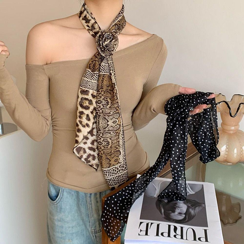 Large Size Long Silk Scarf Summer Hair Band Fashion Long Ribbon Belt Tie  For Women