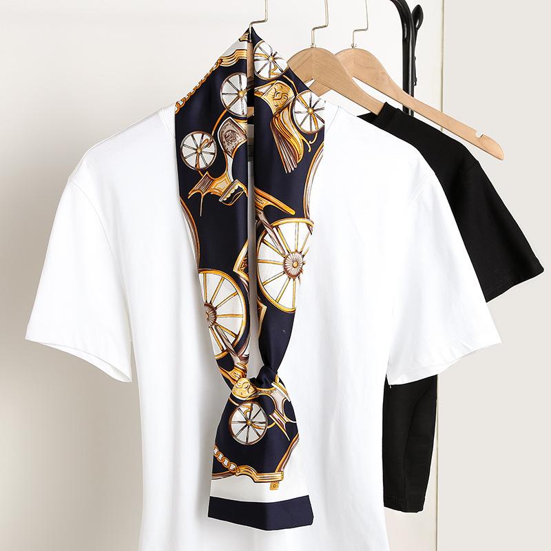 Luxury Ribbon Silk Scarf 15*145Cm Red Headband Neckerchief Foulard Hair Scarfs Neck Tie Lady Skinny Scarves Soft Satin