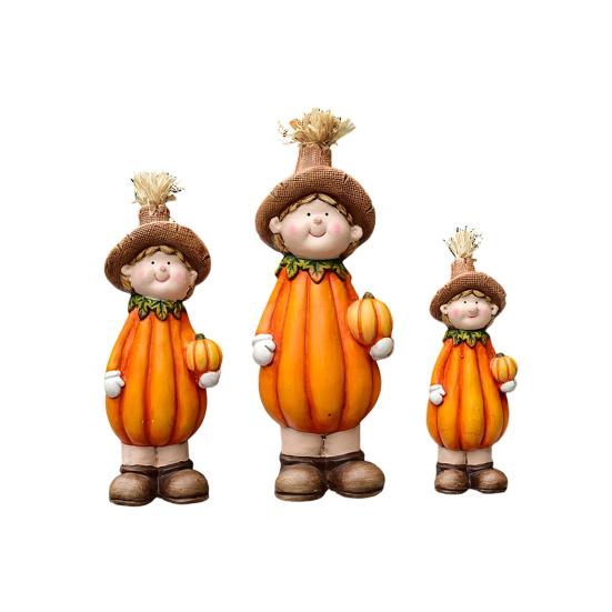 Small Ceramic Garden Statue Cute Girls Boys/Gnome/Pumpkin Fairies Sculptures for Outdoor Garden Yard Patio Lawn Decor
