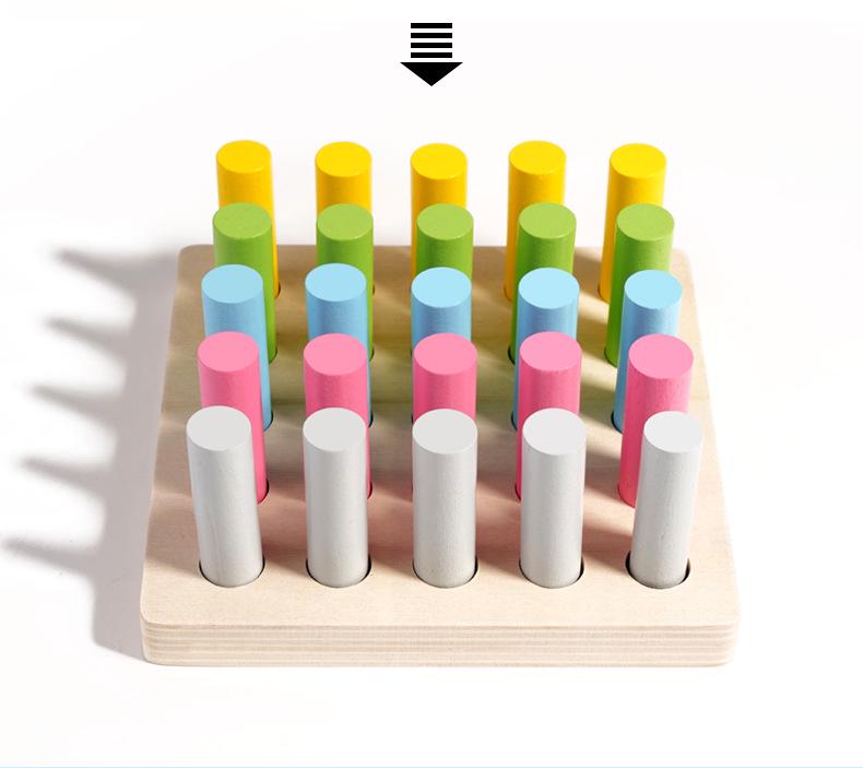 Montessori Sensory Integration Cylinder Peg Toy: Early Learning Educational Building Blocks for Kids.