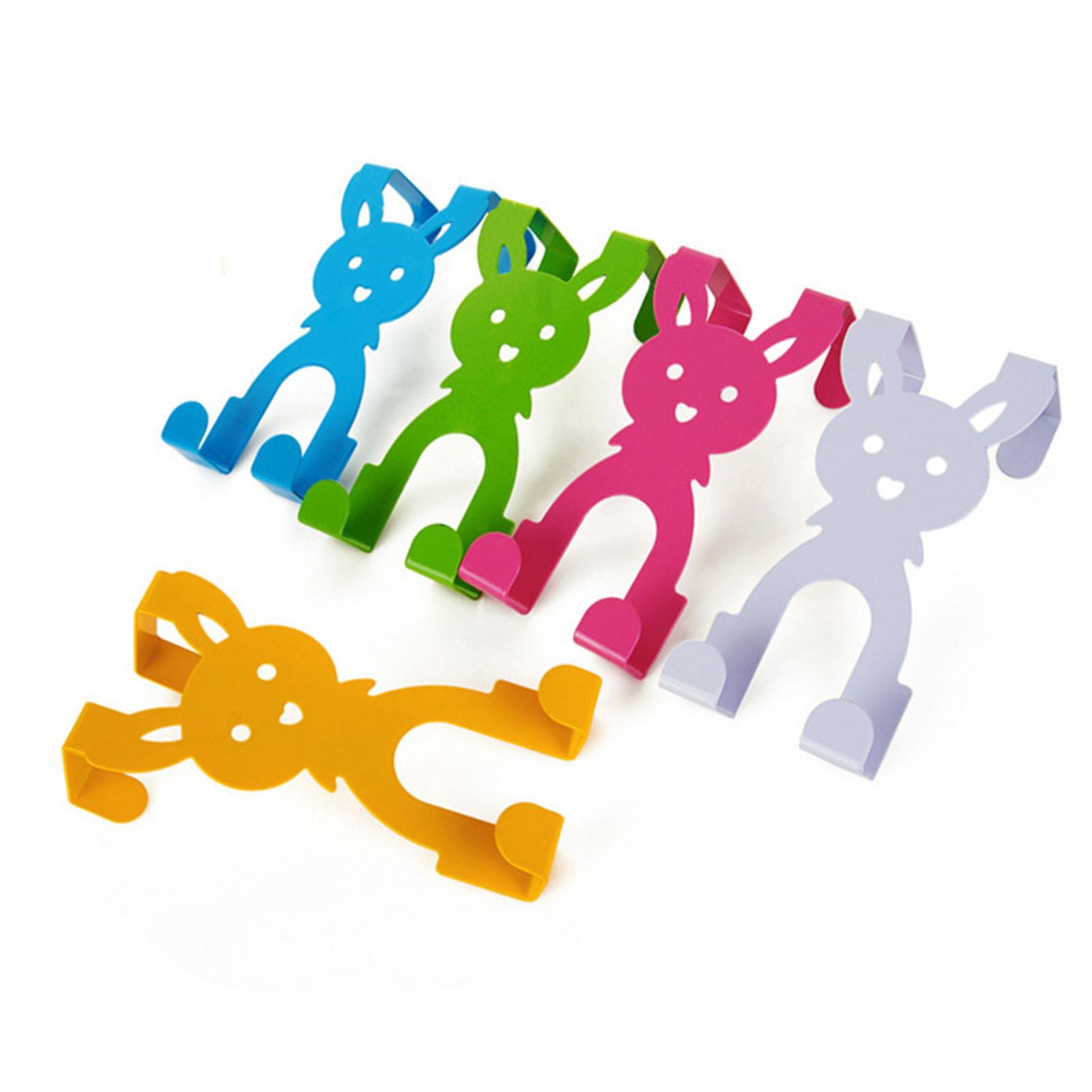 

5PCS Rabbit Shape Door Back Hook Multifunctional Nail Free Cartoon Cute Durable Door Back Coat Hook for Household