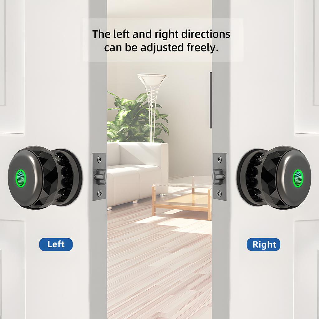 3 in 1 Smart Fingerprint Door Knob - Keyless Entry Smart with App Control + 2 Keys + Finger Print Aluminum Alloy Biometric Door Knob for Be