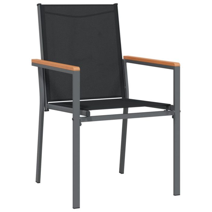 VidaXL Chaises de jardin lot de 4 noir 55x61,5x90cm textilène et acier 3187085