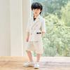 Boys' Summer Casual Short Sleeve Blazer Set - Dapper British Floral Suit for Kids' Performances