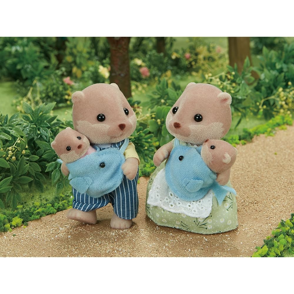 EPOCH Sylvanian Families Otter Family Doll Set 4 Figures Collectible Toys