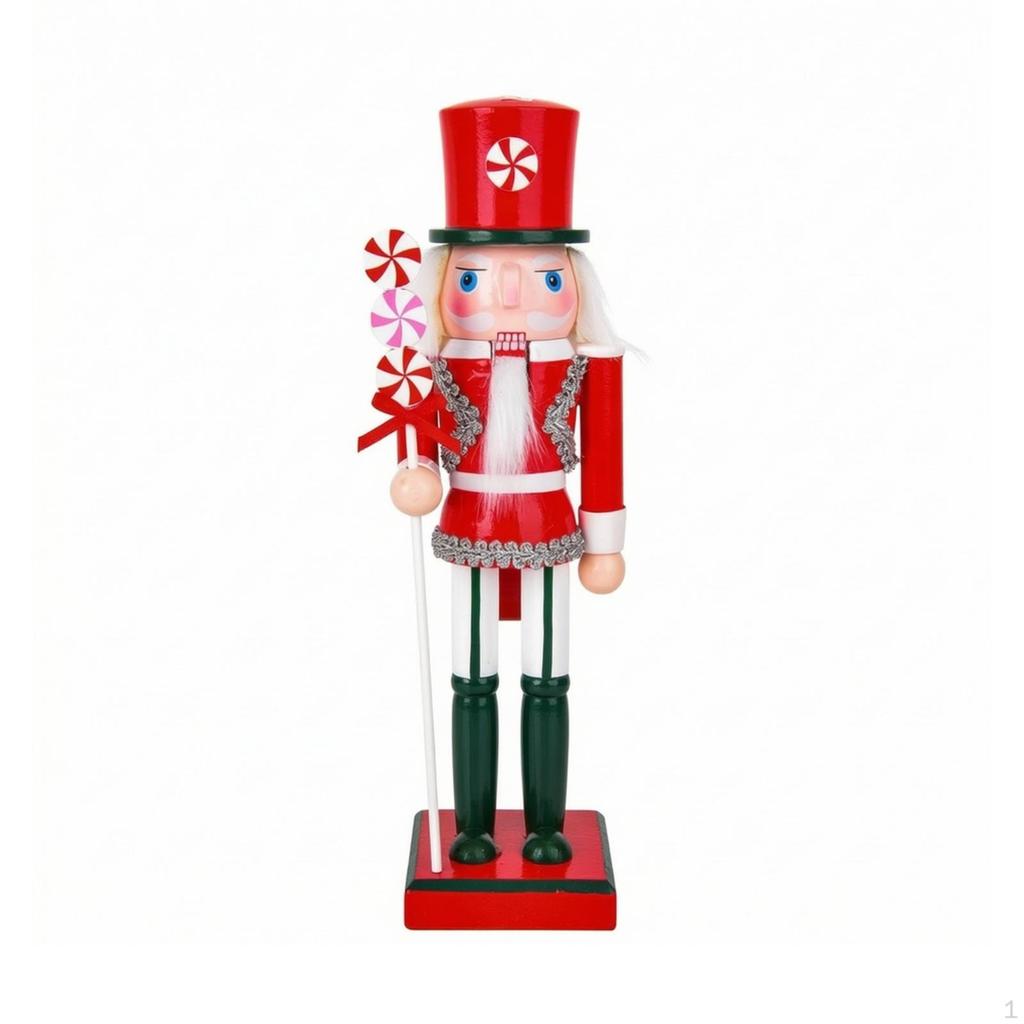 Wooden Nutcracker Figurine Christmas Guard Traditional Tabletop Ornament for Collectors,