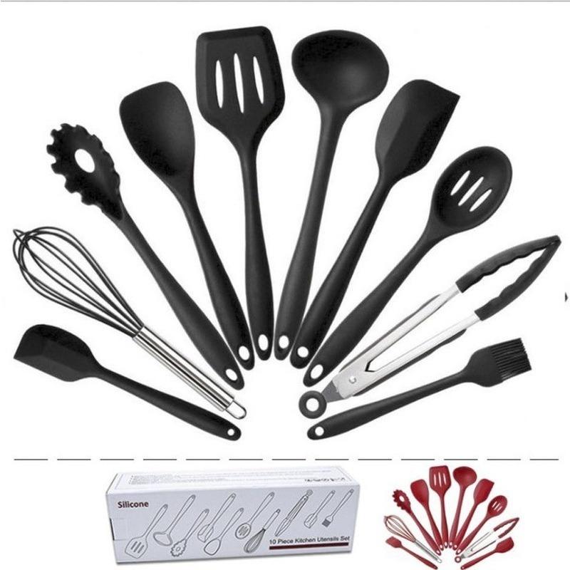 10-piece Color Boxed Silicone Kitchenware  Non-stick Cookware Set Kitchen Tools Baking Utensils Cooking Tools Set