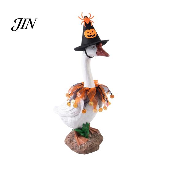 Halloween Porch Decor Costume 1 Set Goose Outfit, Lawn Festive Clothes with Pumpkin Spider Pointed Elements Hat, for 23 Inch Statue Outdoor