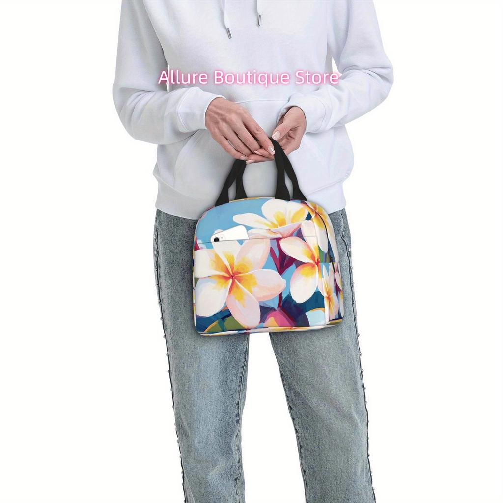 1pc a Colorful Thermal Bag Featuring Bright Tropical Flowers. This Insulated Bag Is Not Intended for Direct Food Contact And Is