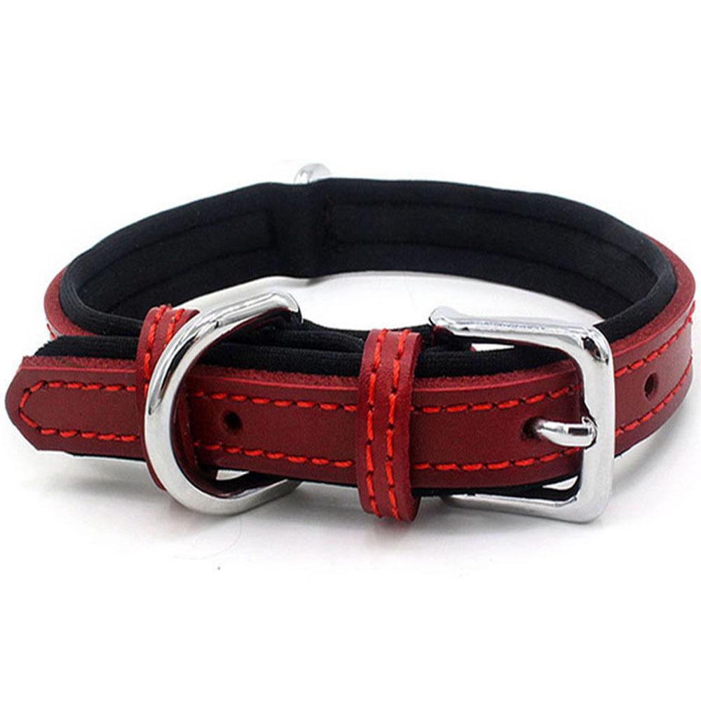 Double-layered Ultra Soft Neoprene Padded Dog Collar Heavy Duty Dog Leather Collar with Durable Metal Buckle Pet Training Collar