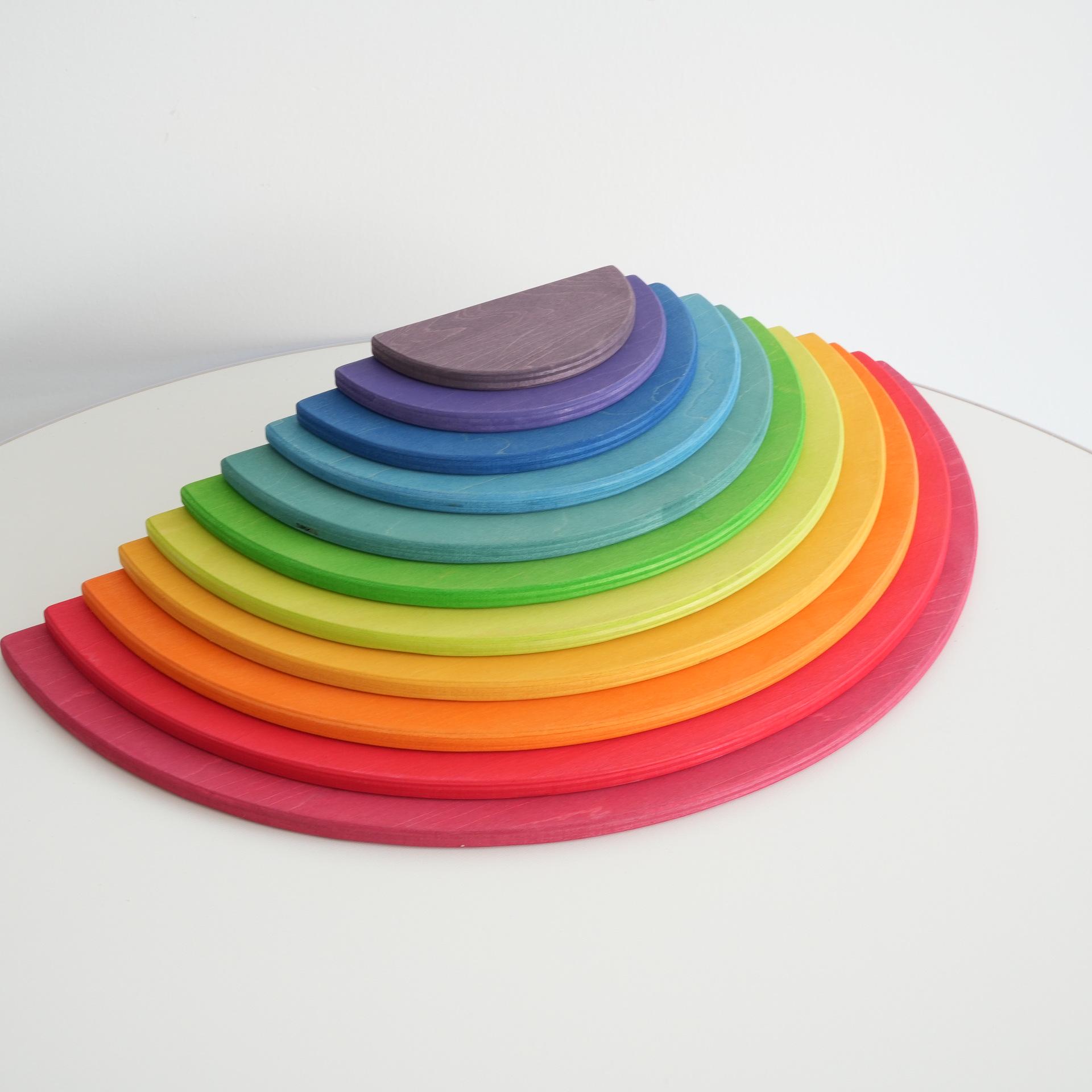 Large Wooden Rainbow Blocks: Creative Half-Moon Jenga Tower for Children s Color Recognition