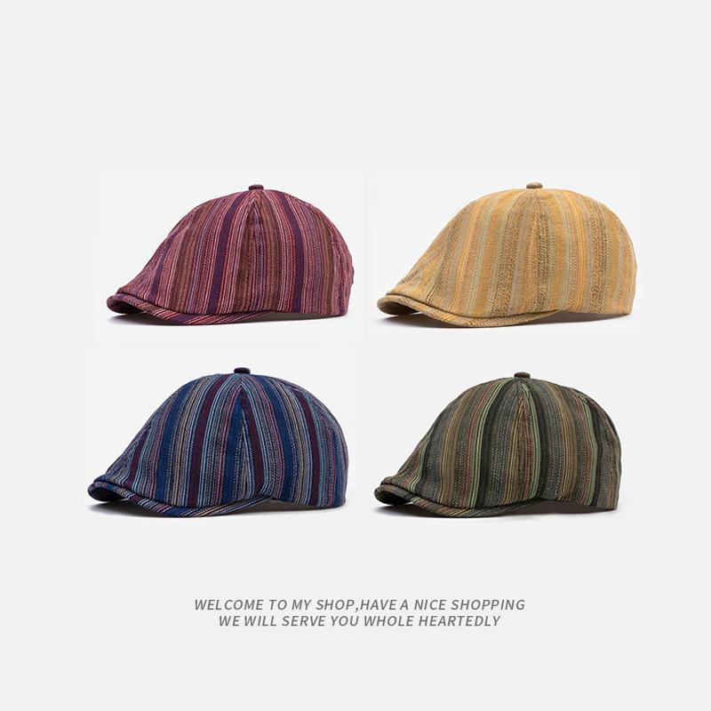 Färgglada Ränder Herr Keps Framåt Sommar Solskyddshatt Dam Basker Målarhatt