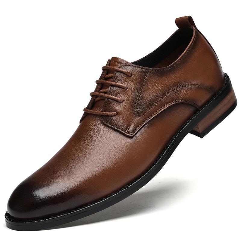 Men's Formal Brogues: Spring/Autumn Casual Leather Shoes - Round Toe, Top Layer Cowhide.