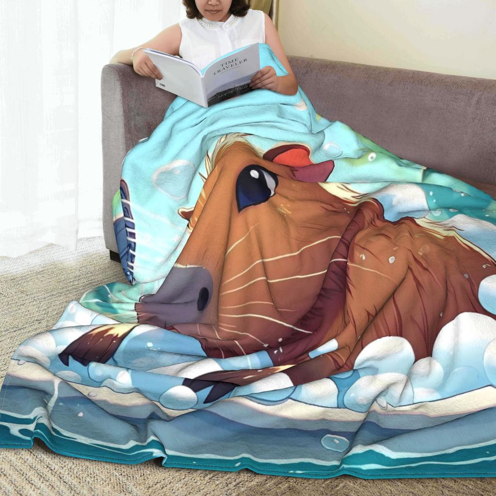 Trembling Capybara Flannel Blanket Winter  Soft Durable Throw Blanket for Kids Couch Bed Funny Bedspread Sofa Bed Cover