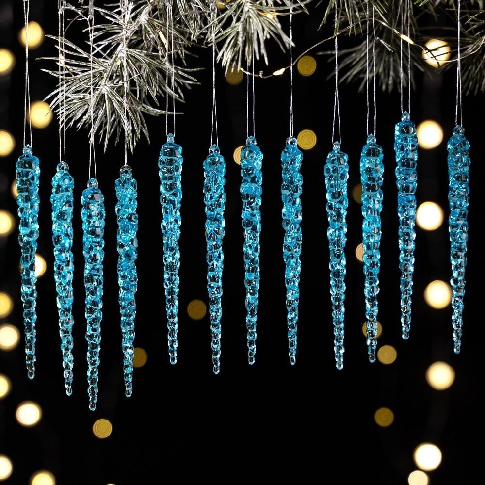 12 Stück Kristallklare Eiszapfen Dekorationen Acryl Party Feiertagsdeko Weihnachtsbaumschmuck