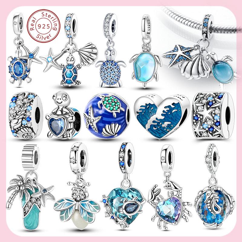 New Summer Charms Beads Pendant Copper Turtle Shell Ocean Fruit Summer Blue Charms For Bracelet Women Jewelry Gift