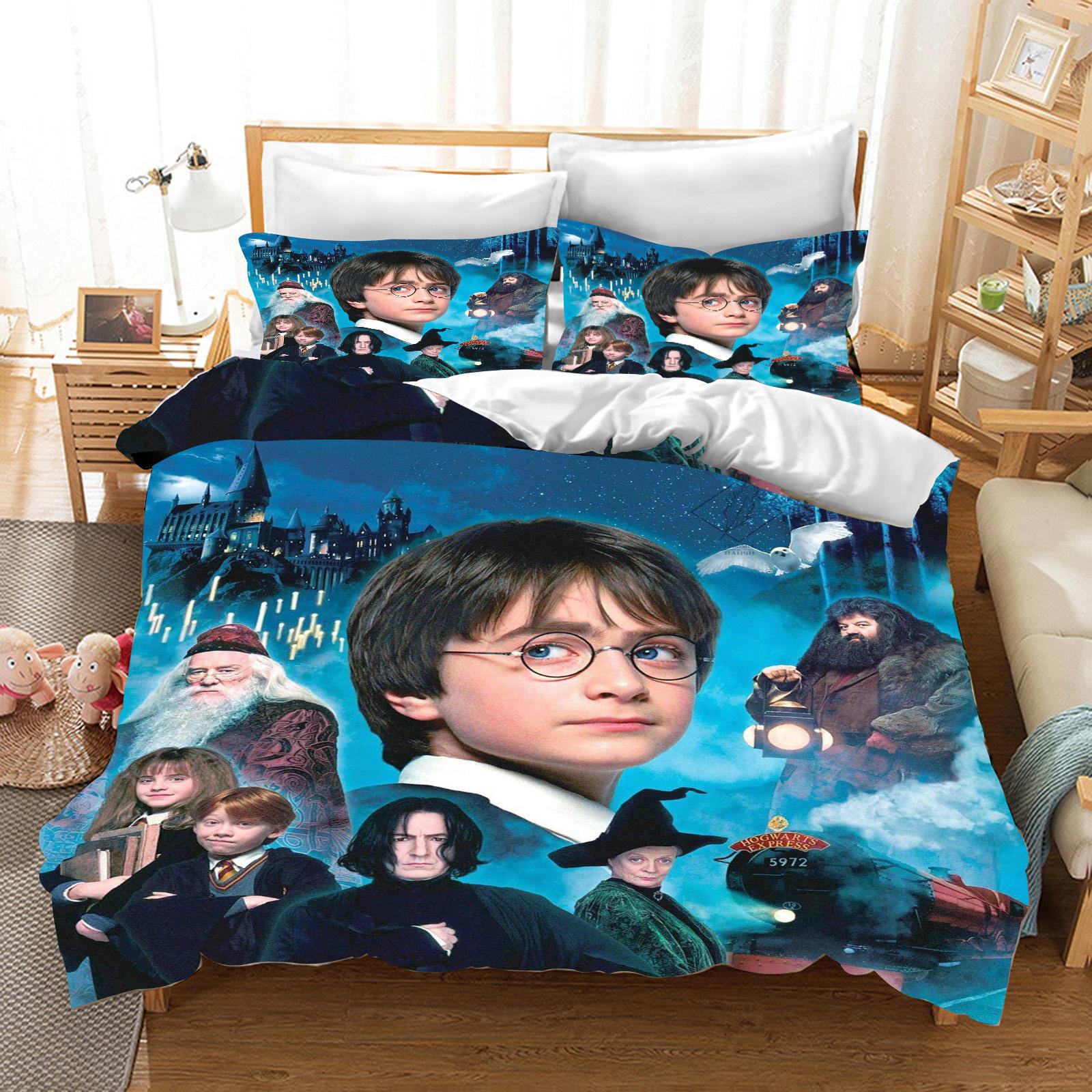 

Гаррі Поттер Поліестеровий Набір Постільної Білизни Підковдра Розмір Queen Бавовна Милий Принт Мультяшна Наволочка Підходить Для Дітей 135x200cm