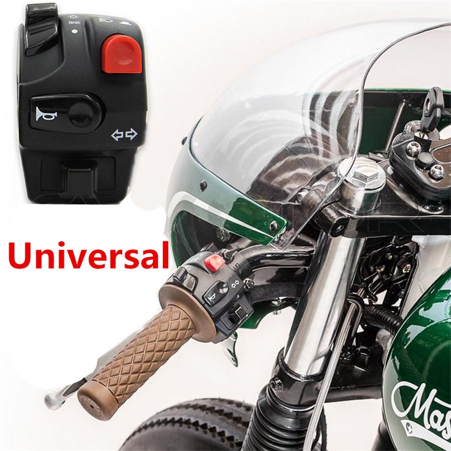 Universal 7/8"5 Functions Motorcycle Handlebar Switch Assembly Engine Electric Start Kill Horn Beam Headlight Fog Light Push Button Switch
