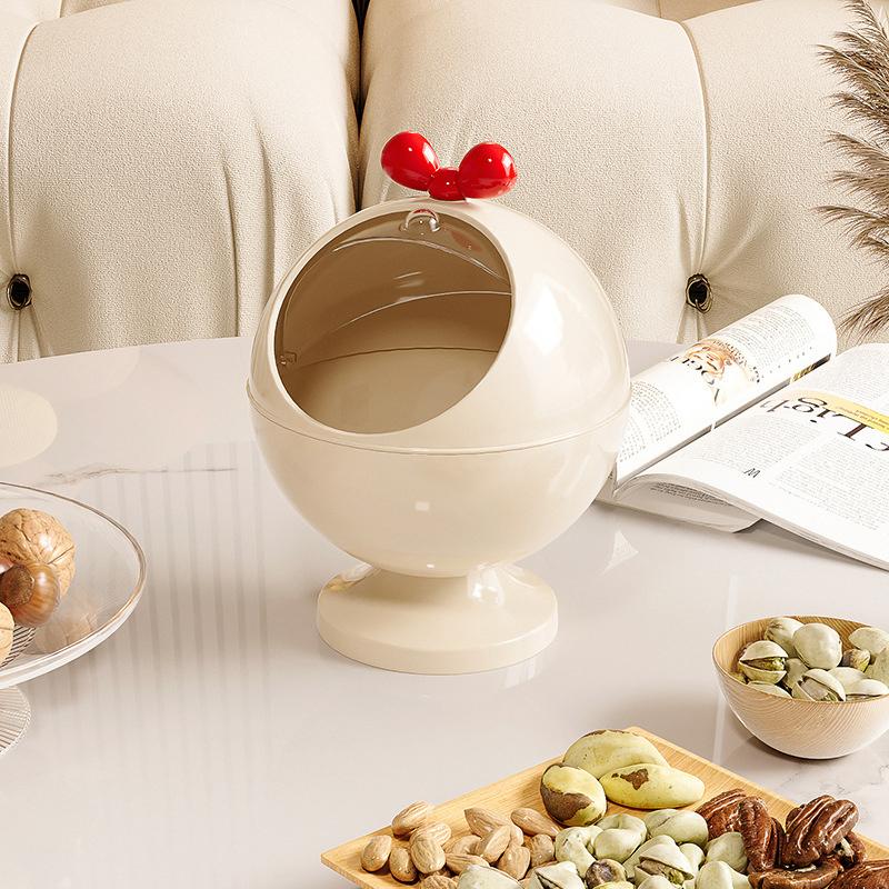 Desktop Trash Can Mini Hairpin Storage Bowl Plastic Round Hair Accessories Container With Lid