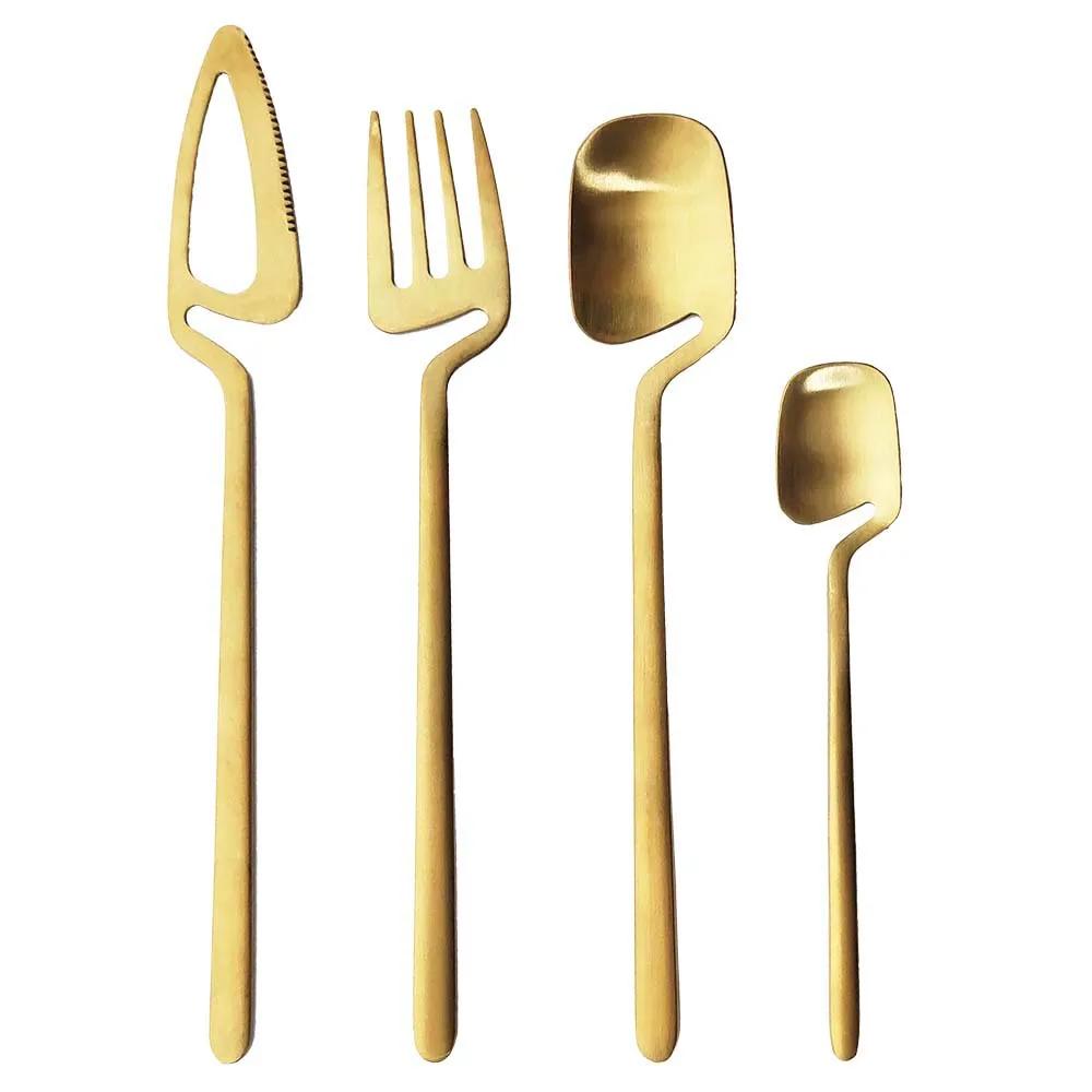 Cutlery Curved Handle Can Hang Cup Spoon Dessert Knife Fork Spoon Dinnerware Sets Kitchen Decor Spoon Fork Knife Tableware Set