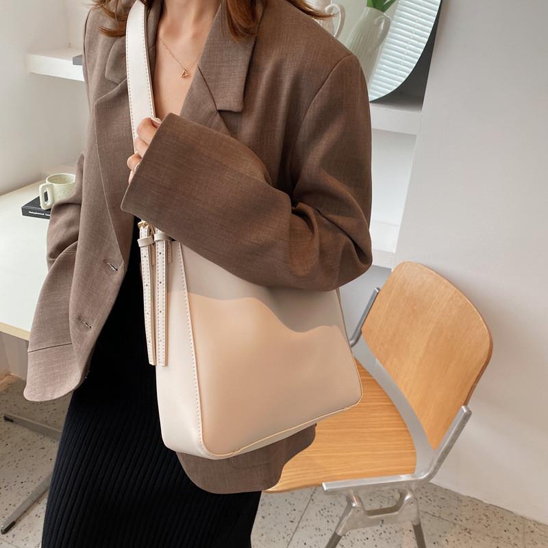 IELGY Texture Big Bag Trendy All-Match Large-Capacity Broadband Cross-Body High-End Bucket Bag
