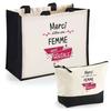 Tote Bag - PLANETEE - Duo Jute Tote Bag and Pouch Thank You Awesome Woman - Jute & Cotton - HD DTF Printing - Made In France