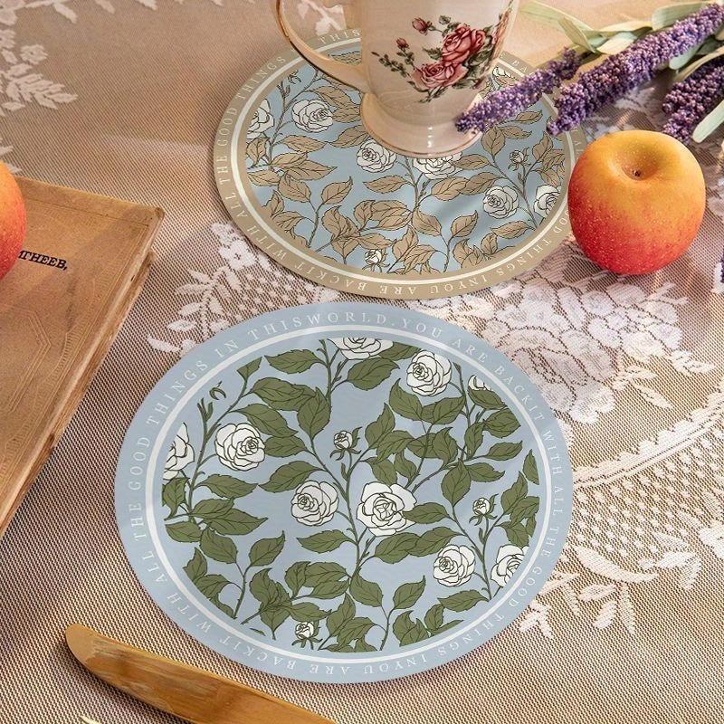 2PC Light Luxury Style Dining Table Insulation Mat Round Small Meal Mat No Wash Waterproof Oil Proof Bowl Mat Plate Mat Water