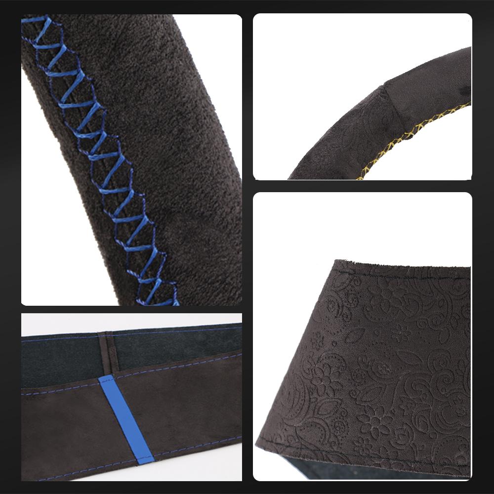 Suede Car Steering Wheel Cover Universal 38cm Leather Braid For Steering Wheel Hand Sewing Auto Steering Wrap With Needle