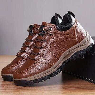 Autumn Waterproof Leather Mountaineering Shoes - Versatile Men’s Sports Casual Outdoor Footwear In Large Sizes