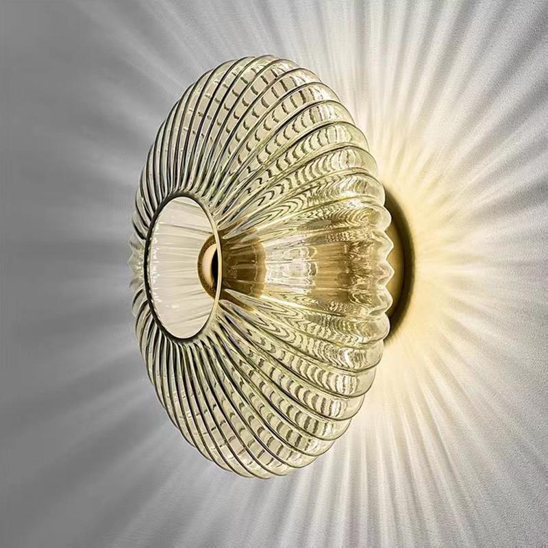 Nordic Glass Wall Lamp Retro Corrugated Design Suitable For Decorative Wall Lamps In Corridor Bedrooms Living Rooms Study Rooms