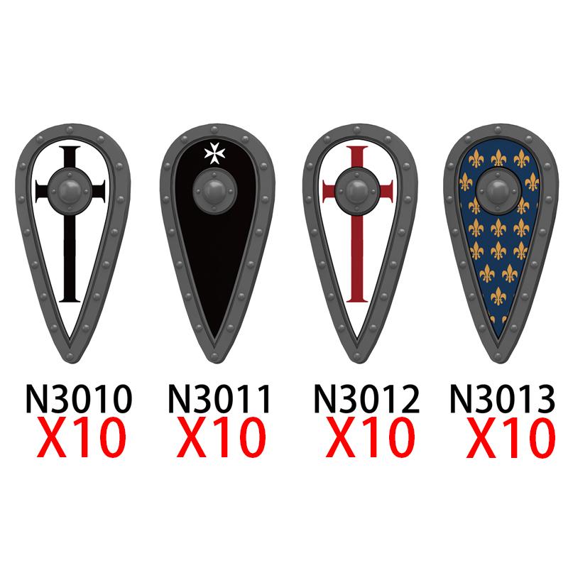 Medieval Knights Figures Accessories Building Blocks Officer Cloak Helmet Cape Armor Shield Black Eagle Red Lion Toys MOC Bricks