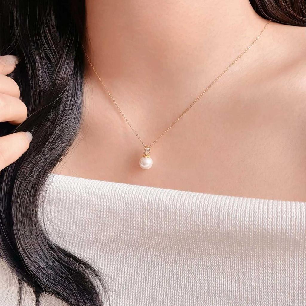 S925 Sterling Silver Faux Princess Diana Pearl Necklace - Australian White, High-End Niche Fashion Clavicle Chain for Women