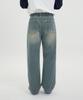 Akeusi Easy Fit Elastic Waist Wide Denim Pants Unisex (Light Blue)