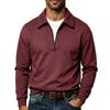 Men's Color Half-Zip Long Sleeve Shirt with Collar for Casual Wear