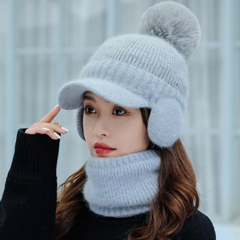 Hat Balaclava Set Beanie Scarf Set Winter Warm Knit Hat Scarf Set Skullies Beanie Men Ear Head-Neck Cover Ski Beanie Hat