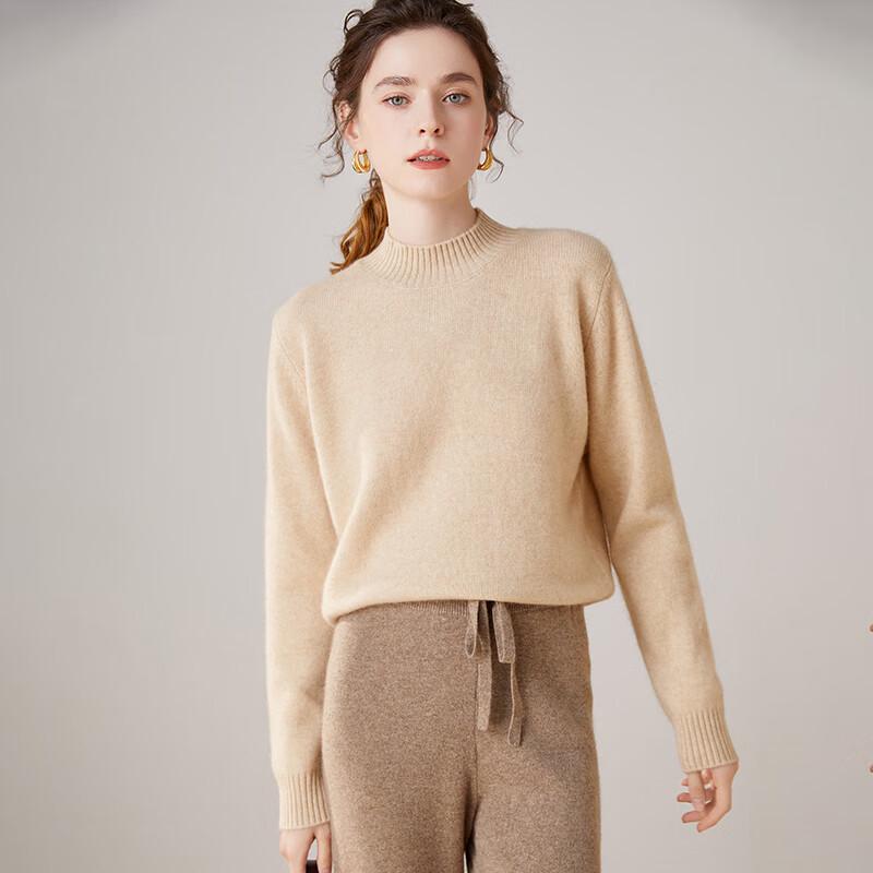 Fanzhen Women's Thickened Half-High Neck Cashmere Blend Sweater