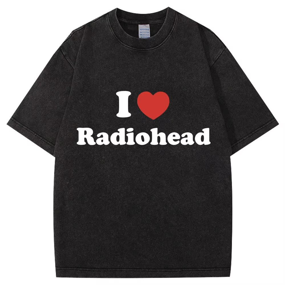 Wyprała Koszulka Retro Rock Band Radiohead The Bends Mężczyźni Kobiety Moda Hip Hop Gotycka Koszulka Oversize Bawełniana Codzienna Męskie Koszulki