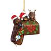 Acrylic Christmas Dachshund Pendant Craft Hanging Ornaments Christmas Dachshund Ornaments  Car