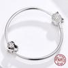 Fit Bangle Original Bracelet Charms Cat Printed Heart Shaped Beads 925 Sterling Silver Charm Jewelry Diy Making